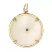 19x17mm Mother-of-pearl pendant - Eye pattern - 3 micron Gold plated x1