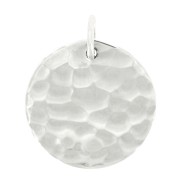 15mm 925 Sterling Silver Round hammered pendant with closed ring x1