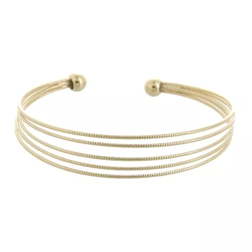 11.5x160mm 5 textured wires bracelet - 3 microns Gold plated x1