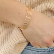 11.5x160mm 5 textured wires bracelet - 3 microns Gold plated x1