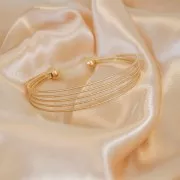 11.5x160mm 5 textured wires bracelet - 3 microns Gold plated x1