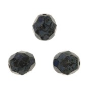 8mm Faceted round beads - Jet Picasso x20
