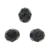 8mm Faceted round beads - Jet Picasso x20