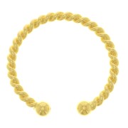 Fine Adjustable Twisted Ring with 2 Small Balls - Gold Tone x1|raw }}