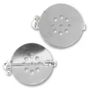 Brooch base with 18mm pad Rhodium tone x1