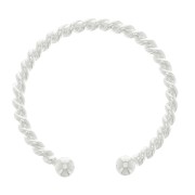 Fine Adjustable Twisted Ring with 2 Small Balls - Silver Tone x1|raw }}