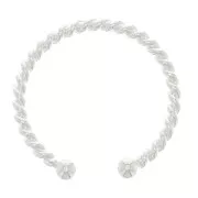 Fine Adjustable Twisted Ring with 2 Small Balls - Silver Tone x1