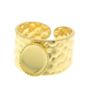 Adjustable hammered ring for 10x8 mm cabochon - Gold Tone x1