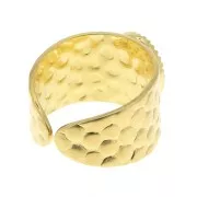 Adjustable hammered ring for 10x8 mm cabochon - Gold Tone x1