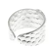 Adjustable hammered ring for 10x8 mm cabochon - Silver Tone x1