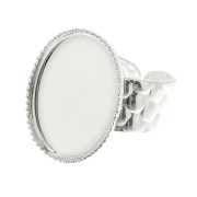 Adjustable hammered ring for 18x13 mm cabochon - Silver Tone x1|raw }}