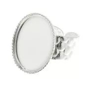 Adjustable hammered ring for 18x13 mm cabochon - Silver Tone x1