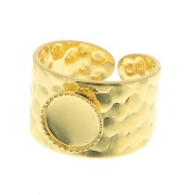 Adjustable hammered ring for 8 mm cabochon - Gold Tone x1