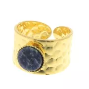 Adjustable hammered ring for 8 mm cabochon - Gold Tone x1