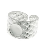 Adjustable hammered ring for 8 mm cabochon - Silver Tone x1