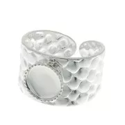 Adjustable hammered ring for 8 mm cabochon - Silver Tone x1