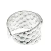 Adjustable hammered ring for 8 mm cabochon - Silver Tone x1