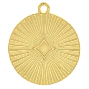 20mm Pleated effect medal charm - Gold Tone x1|raw }}