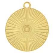 20mm Pleated effect medal charm - Gold Tone x1