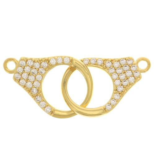 32x12mm Connector with Zircon - Gold Tone - Crystal x1