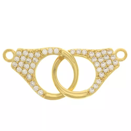 32x12mm Connector with Zircon - Gold Tone - Crystal x1