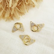 32x12mm Connector with Zircon - Gold Tone - Crystal x1