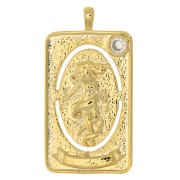 34x18mm Tarot card pendant - The world - with zirconium oxide - Gold - Crystal x1|raw }}
