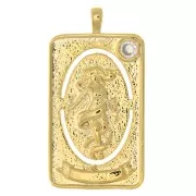 34x18mm Tarot card pendant - The world - with zirconium oxide - Gold - Crystal x1