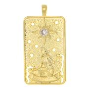 34x18mm Tarot card pendant - The Star - with zirconium oxide - Gold - Crystal x1