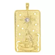 34x18mm Tarot card pendant - The Star - with zirconium oxide - Gold - Crystal x1