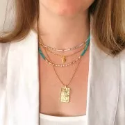 34x18mm Tarot card pendant - The Moon - with zirconium oxide - Gold - Crystal x1