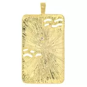 34x18mm Tarot card pendant - The Sun - with zirconium oxide - Gold - Crystal x1