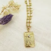 34x18mm Tarot card pendant - The Sun - with zirconium oxide - Gold - Crystal x1