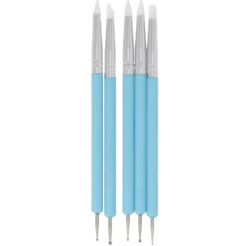 Set of 5 silicone modelling tools - Blue - White