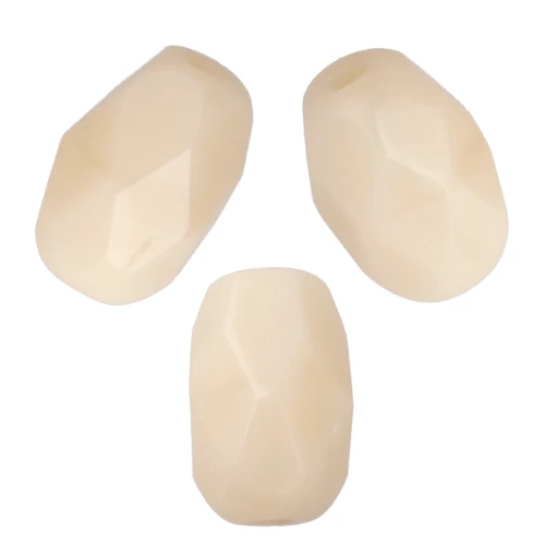 Faceted Olive-Shaped Beads, 6x4 mm - Opaque Beige x25