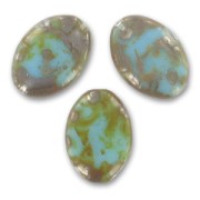 Flat olives 20x14mm Turquoise Picasso x5|raw }}