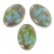 Flat olives 20x14mm Turquoise Picasso x5