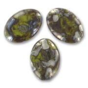 Flat olives 20x14mm Opaque Olivine Picasso x5