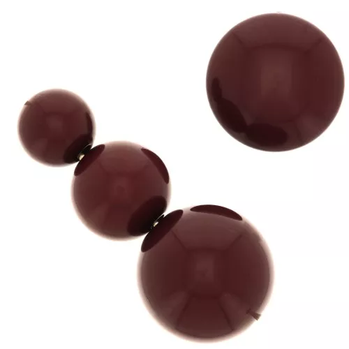 Assortment of 26 beads 8-10-14 mm & 2 cabochons in opaque resin - Wine Lees x1