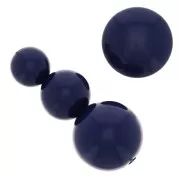 Assortment of 26 beads 8-10-14 mm & 2 cabochons in opaque resin - Navy Blue