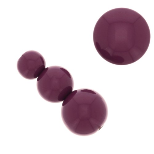 Assortment of 26 beads 6-8-10mm and 2 cabochons in opaque resin - Aubergine x1