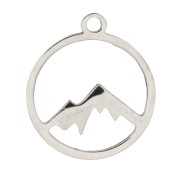 15mm 316L Stainless steel Round hollowed-out charm with mountain pattern x1|raw }}