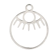 17x14mm Stainless Steel Round Hollow Eye Charm x1