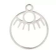 17x14mm Stainless Steel Round Hollow Eye Charm x1