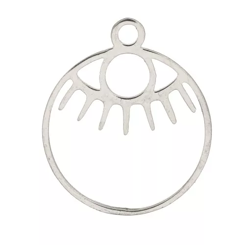 17x14mm Stainless Steel Round Hollow Eye Charm x1