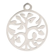 17x14mm Stainless Steel Round Hollow Tree of Life Charm x1|raw }}