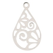 22x13mm Stainless steel drop hollowed out Pendant arabesque pattern x1|raw }}