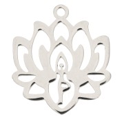 21x19mm Stainless Steel Hollow Lotus Flower Pendant x1
