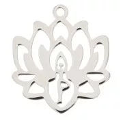 21x19mm Stainless Steel Hollow Lotus Flower Pendant x1