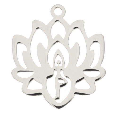 21x19mm Stainless Steel Hollow Lotus Flower Pendant x1